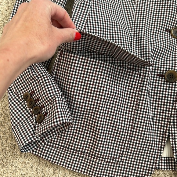 J. Navy and Burgundy Rhodes Micro Check Cotton Blazer, 0 - Picture 7 of 16